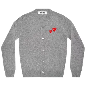 Cardigan Comme des Garçons PLAY Duo Heart, color Gray