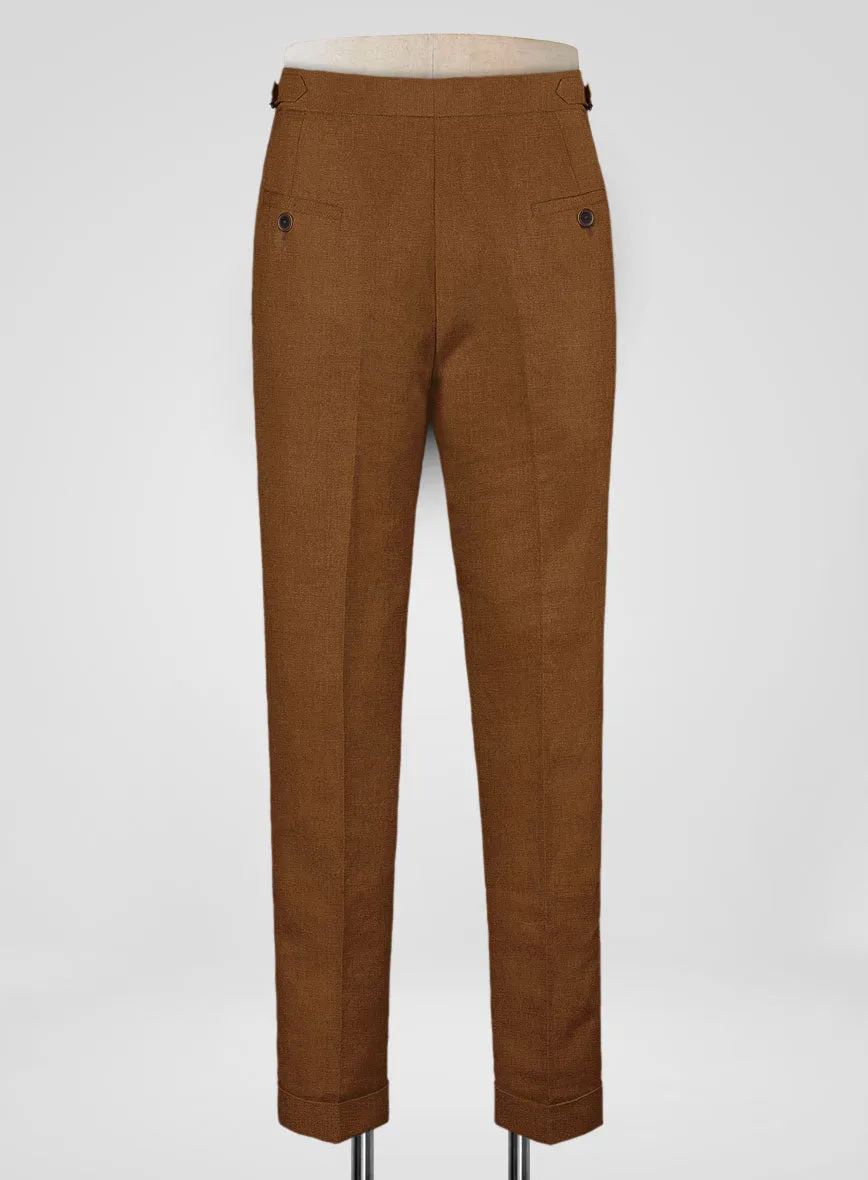 Italian Prato Rust Linen Highland Trousers