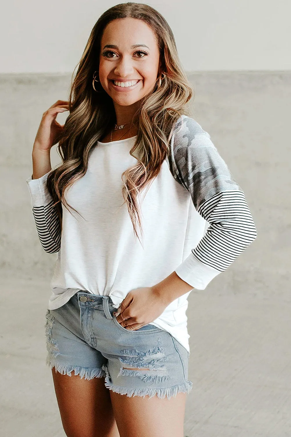 Round Neck Raglan Sleeve Top